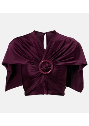 Rabanne Gathered caped satin crop top