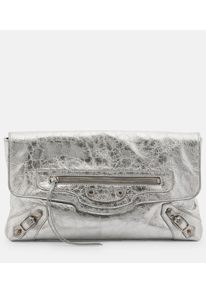 Balenciaga Le City metallic leather clutch