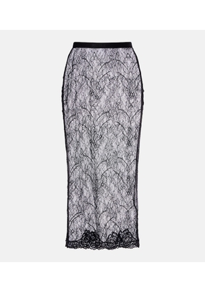 Valentino Floral sheer lace midi skirt