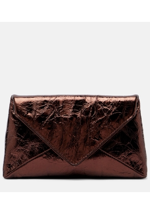 Dries Van Noten Envelope Small metallic leather clutch