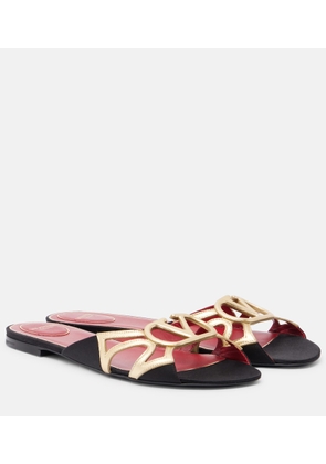 Valentino Garavani Wonderweb VLogo metallic leather slides