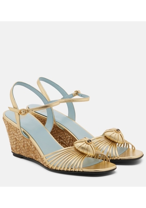 Valentino Garavani Cour Royal metallic leather wedge sandals