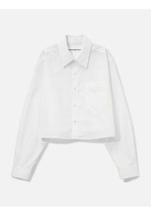 Embroidered Logo Cropped Shirt