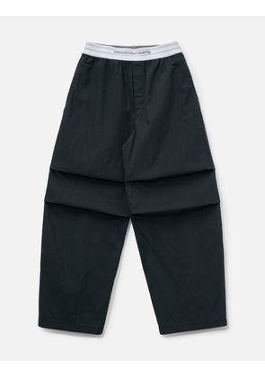 Mid-Rise Pleated Wide-Leg Pant With Logo Elastic Waist