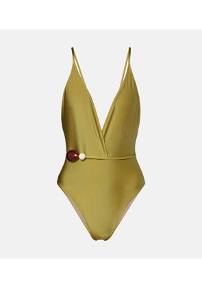 Adriana Degreas Belted embellished swimsuit