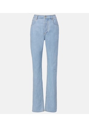 Bottega Veneta Intrecciato leather-trimmed straight jeans
