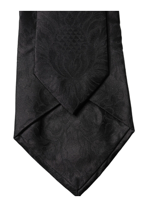 Dolce & Gabbana Black Paisley Woven Silk Adjustable Women Necktie Tie