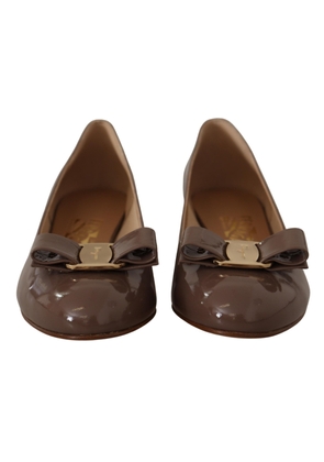 Salvatore Ferragamo Brown Naplak Calf Leather Pumps Shoes - EU35/US4.5