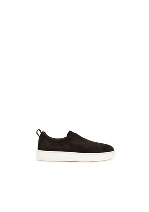 Santoni Brown Calf Leather Bos Taurus Sneakers - EU40/US7