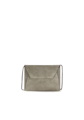 Brunello Cucinelli Gray Calf Leather Bos Taurus Shoulder Bag