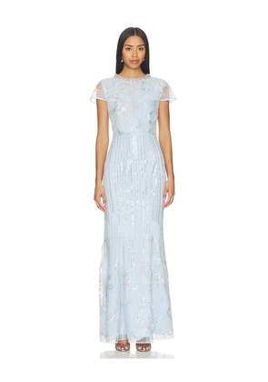ELLIATT Anabelle Cap Sleeve Gown in Baby Blue. Size S. Also in XS, M, L, XL.