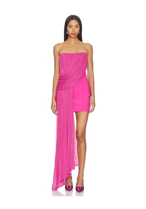 ELLIATT Chantal Asymmetrical Mini Dress in Fuchsia. Size S. Also in XS, M, L, XL.