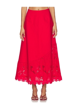ELLIATT Giovanna A-line Maxi Skirt in Red. Size S. Also in M, L, XL.