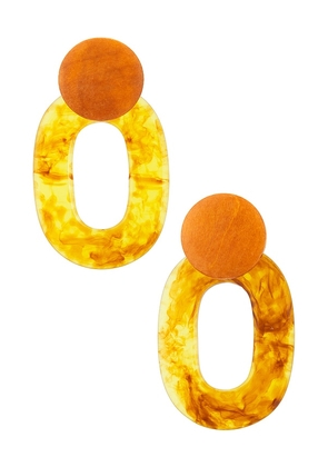Epifene Oversized Brown Resin & Wood Earrings in Brown.