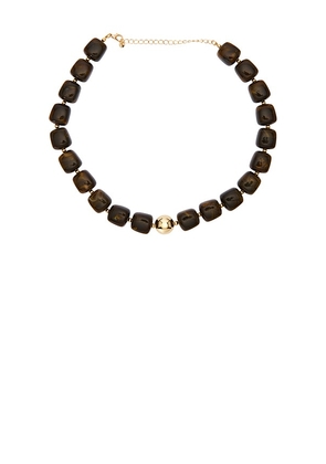 Epifene Chunky Brown Resin Beaded Necklace in Brown.