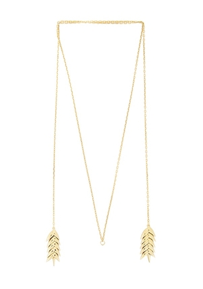 Bevza Spikelet Long Pendant in Metallic Gold.