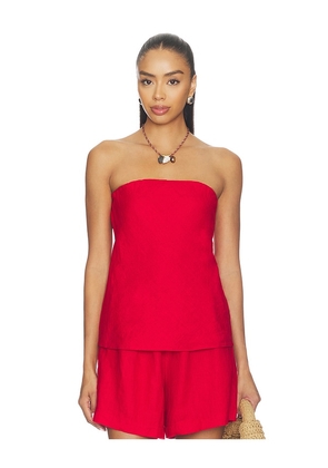 DONNI. The Linen Tube Top in Red. Size XXS. Also in XS, S, M, L, XL.