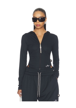 AREA Sporty Hoodie Top in Black. Size XS. Also in S.