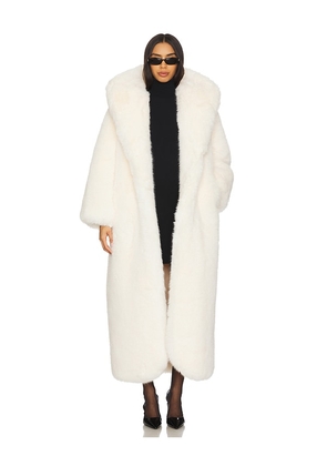 GIUSEPPE DI MORABITO Faux Fur Hooded Coat in White. Size 40. Also in 42.