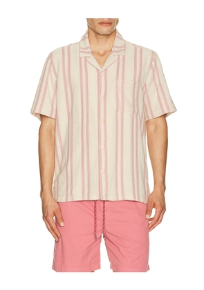 Faherty Short Sleeve Cabana Towel Terry Shirt in Pink. Size S. Also in M, L, XL/1X.