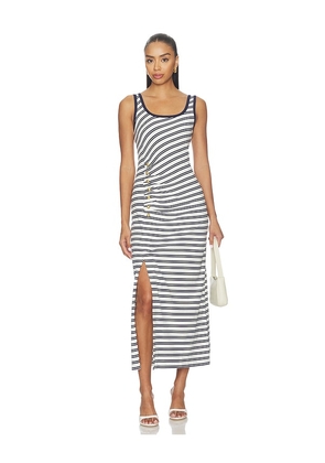 SIMKHAI Becker Cotton Jersey Midi Dress in Navy. Size XS. Also in S, M, L.