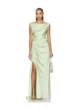 SIMKHAI Elinne Short Sleeve Gown in Green. Size 0. Also in 2, 4.