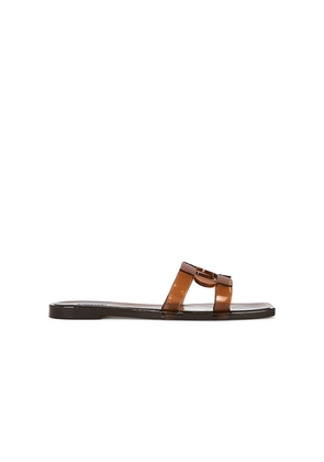 SIMKHAI Simkhai Monogram Jelly Flat Slide in Brown. Size 36. Also in 37, 38, 39, 40.