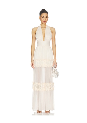 MORE TO COME x Emma Rose Solara Halter Gown in Neutral. Size XS. Also in XXS, S, M, L, XL.
