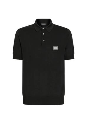 Dolce & Gabbana logo-tag wool polo shirt - Black