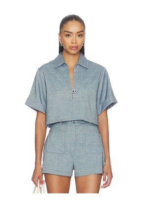 MATTHEW BRUCH Popover Shirt in Blue. Size XS. Also in S, M.
