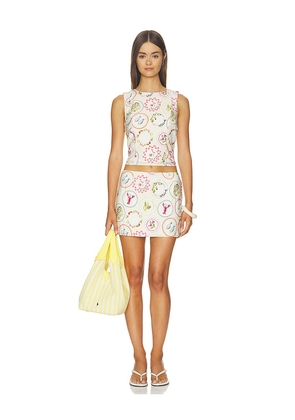 MORE TO COME X Emma Rose Kimaya Mini Skirt Set in Cream. Size XXS. Also in XS, S, M, L, XL.