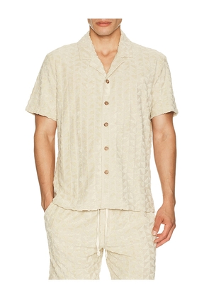 Marine Layer Leo Terry Resort Shirt in Cream. Size S. Also in M, L, XL/1X.