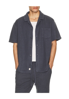 Marine Layer Hugo Jacquard Resort Shirt in Blue. Size S. Also in M, L, XL/1X.