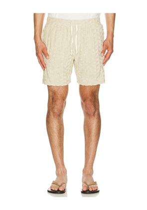 Marine Layer Leo Terry Short in Cream. Size S. Also in M, L, XL/1X.