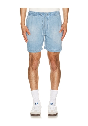 Marine Layer Saturday Denim 6 Short in Blue. Size S. Also in M, L, XL/1X.