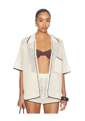 LSPACE X Salty Blonde Scout Shirt in Cream. Size S. Also in XS, M.