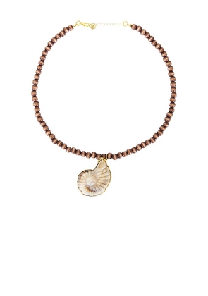 Maison Irem Orb Necklace in Brown.