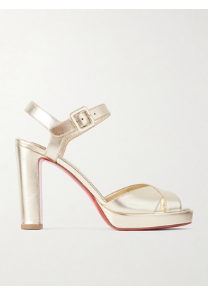 Christian Louboutin - Cora 100 Leather Platform Sandals - Gold - IT36,IT36.5,IT37,IT37.5,IT38,IT38.5,IT39,IT39.5,IT40,IT40.5,IT41,IT41.5,IT42