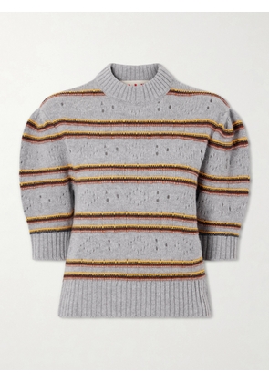 Marni - Cropped Striped Open-knit Cashmere Sweater - Gray - IT38,IT40,IT42,IT44,IT46,IT48