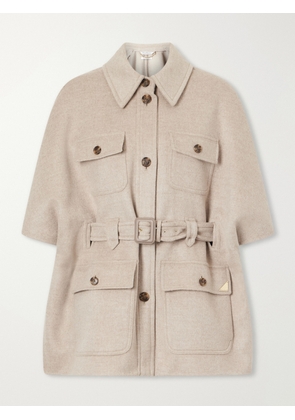 Max Mara - Belted Cashmere Cape - Gray - S/M,M/L