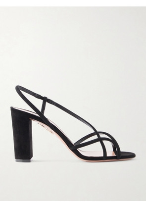 Aquazzura - Horizon 85mm Strap Suede Leather Sandal - Black - IT35,IT36,IT36.5,IT37,IT37.5,IT38,IT38.5,IT39,IT39.5,IT40,IT40.5,IT41,IT41.5,IT42