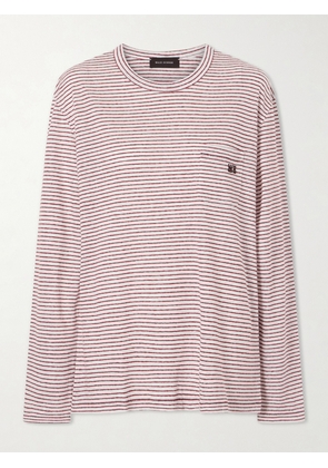 Wales Bonner - Hour Embroidered Striped Linen And Cotton-blend T-shirt - Pink - x small,small,medium,large,x large