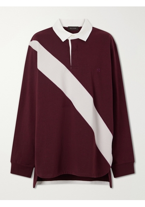 Wales Bonner - Prism Cotton-jersey Polo Shirt - Burgundy - x small,small,medium,large,x large