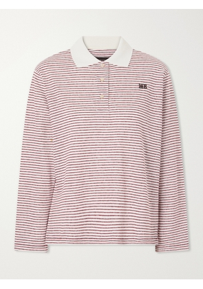 Wales Bonner - Trust Logo-embroidered Striped Cotton And Linen-blend Polo T-shirt - Pink - x small,small,medium,large,x large