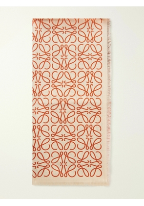 LOEWE - Anagram-intarsia Wool, Silk And Cashmere-blend Scarf - Orange - One size