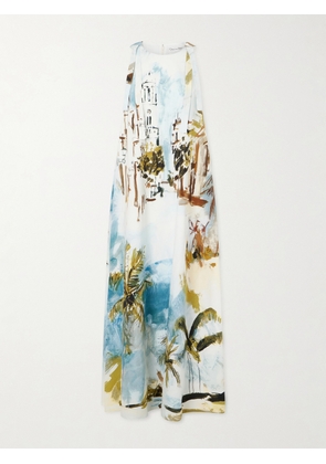 Oscar de la Renta - Printed Cotton-blend Poplin Maxi Dress - Blue - US2,US4,US6,US8,US10,US12