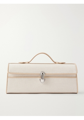 Savette - Slim Symmetry Canvas Leather-trimmed Clutch - Neutrals - One size