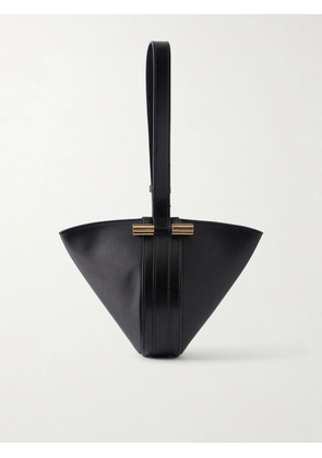 Victoria Beckham - Portofina Dia Leather-trimmed Satin Clutch - Black - One size