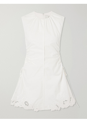 SIR. - Klara Ruched Broderie Anglaise Cotton Mini Dress - Neutrals - 00,0,1,2,3,4