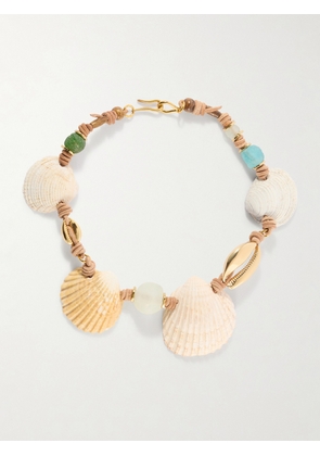 TOHUM - Samsara Gold-plated, Leather And Seashell Beaded Necklace - Multi - One size